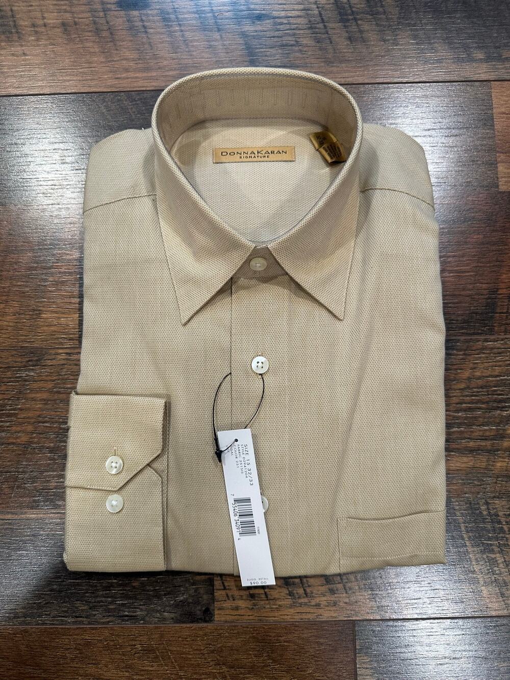 Donna Karan - Signature Button down / tan /Sz 15 32/33/NWT